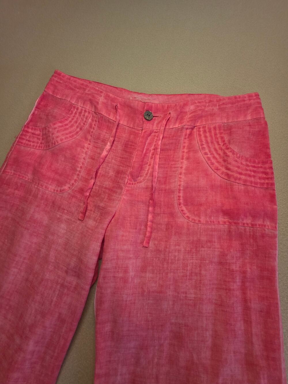Vantarsi 100% Linen Pants Pink Cross Dye Sz Medium